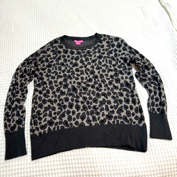 Isaac Mizrahi Leopard Print Sweater Womens Size Small Crew Neck Long Sleeve - Picture 2 of 6